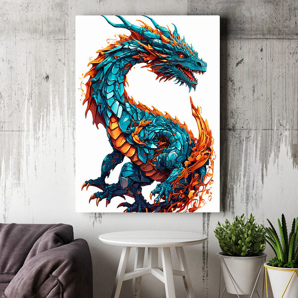 Dragon bleu et orange Tableaux Dragon bleu et orange