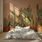 Papier peint Groupe de cactus en pots