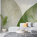 Papier peint Feuilles luxuriantes dans des tons doux et sourds