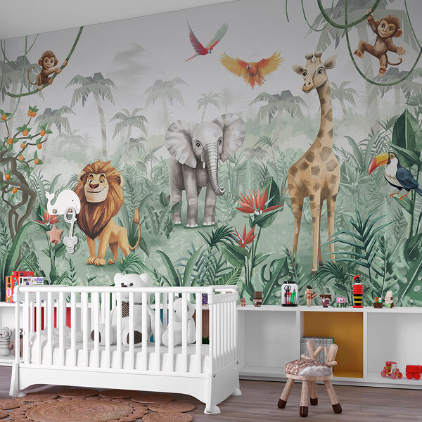 Groupe d'animaux dans une jungle Papier peint Groupe d'animaux dans une jungle
