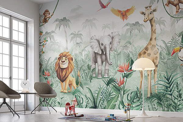 Groupe d'animaux dans une jungle Papier peint Groupe d'animaux dans une jungle