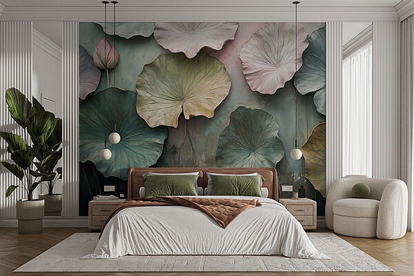 Mur avec des feuilles Papier peint Mur avec des feuilles
