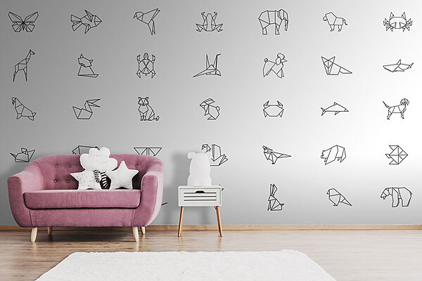 Collection d'animaux en origami Papier peint Collection d'animaux en origami