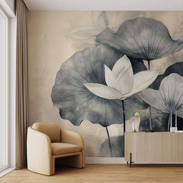 Lotus serein aux teintes douces Papier peint Lotus serein aux teintes douces