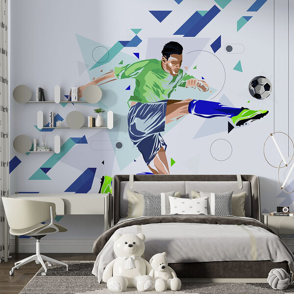 Papier peint Homme bottant un ballon de football