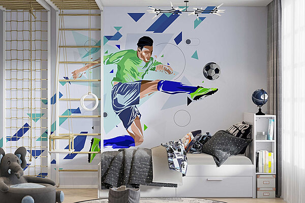 Homme bottant un ballon de football Papier peint Homme bottant un ballon de football