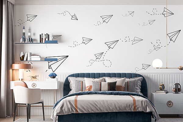 Groupe d'avions en papier Papier peint Groupe d'avions en papier