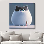 Tableaux Caricature d'un chat regardant une petite fille