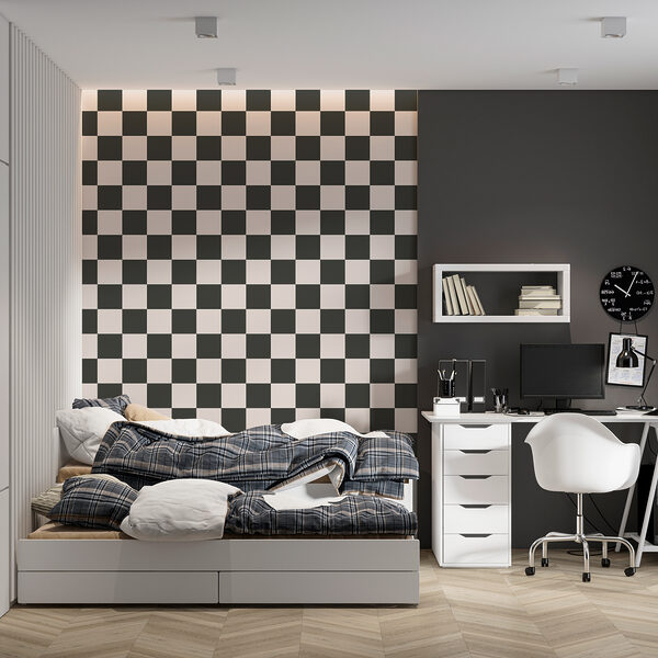 Papier peint Motif à carreaux noir et blanc (UGS : w01922) Papier peint Papier peint Motif à carreaux noir et blanc (UGS : w01922)