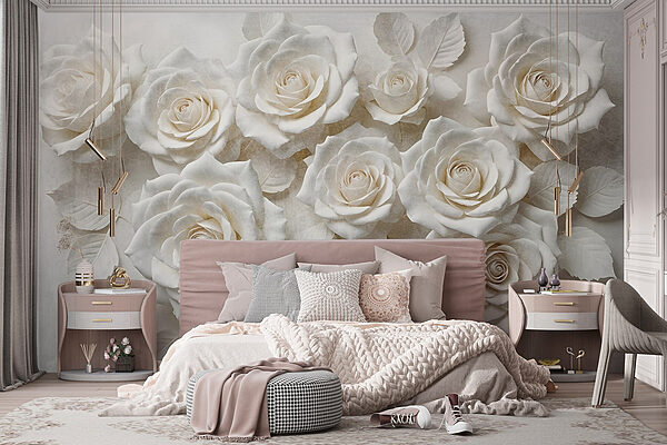 Groupe de roses blanches Papier peint Groupe de roses blanches
