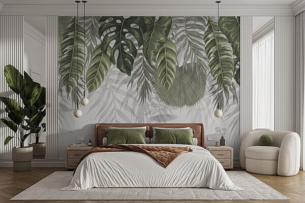 Rangée de feuilles vertes Papier peint Rangée de feuilles vertes