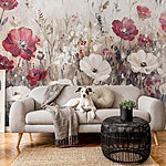Papier peint Peinture de fleurs dans un champ