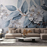 Papier peint Peinture de fleurs et de feuilles