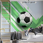 Papier peint Ballon de football sur fond vert et blanc
