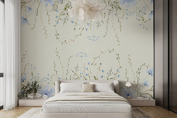Aquarelle de fleurs et de feuilles Papier peint Aquarelle de fleurs et de feuilles