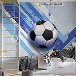 Papier peint Ballon de football sur fond bleu et blanc
