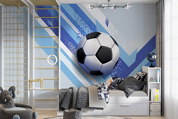 Ballon de football sur fond bleu et blanc Papier peint Ballon de football sur fond bleu et blanc