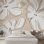Papier peint Motif de fleurs sur fond beige