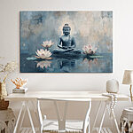 Tableaux Statue d'un bouddha assis en position de lotus entouré d'eau