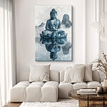 Tableaux Statue d'une personne assise sur une fleur de lotus dans l'eau