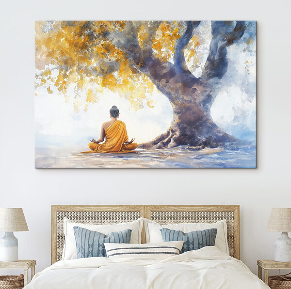 Peinture d'une personne méditant sous un arbre Tableaux Peinture d'une personne méditant sous un arbre
