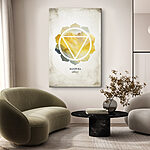 Tableaux Fleur jaune et bleue avec un triangle au centre