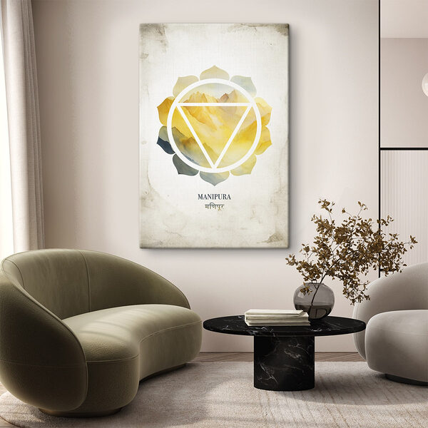 Fleur jaune et bleue avec un triangle au centre Tableaux Fleur jaune et bleue avec un triangle au centre
