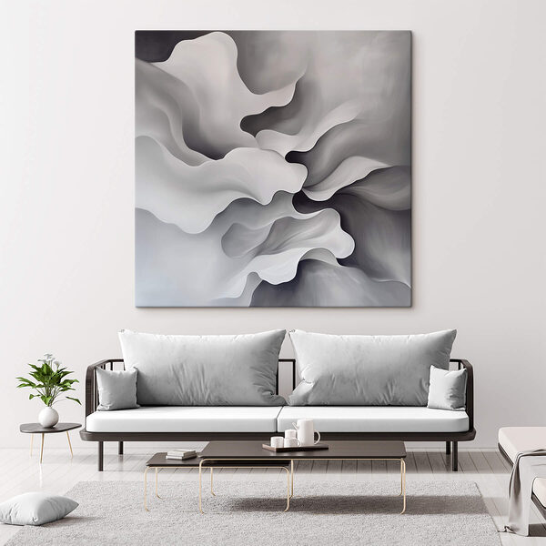 Art abstrait blanc et gris Tableaux Art abstrait blanc et gris