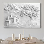 Tableaux Art mural blanc avec une maison et un arbre