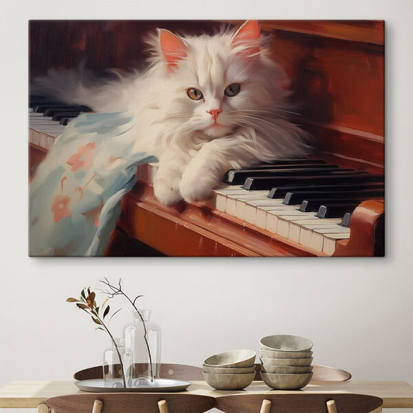 Chat couché sur un piano Tableaux Chat couché sur un piano