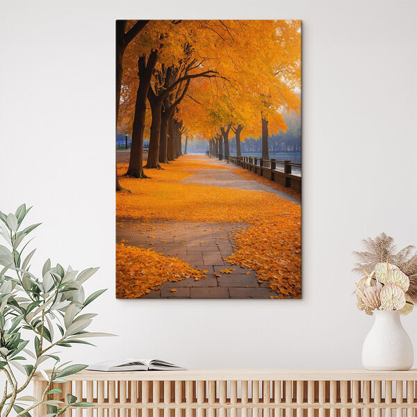 Chemin avec des feuilles d'oranger sur le sol Tableaux Chemin avec des feuilles d'oranger sur le sol