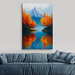 Tableaux Peinture d'une montagne et d'arbres