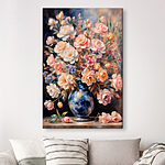 Tableaux Peinture de fleurs dans un vase bleu
