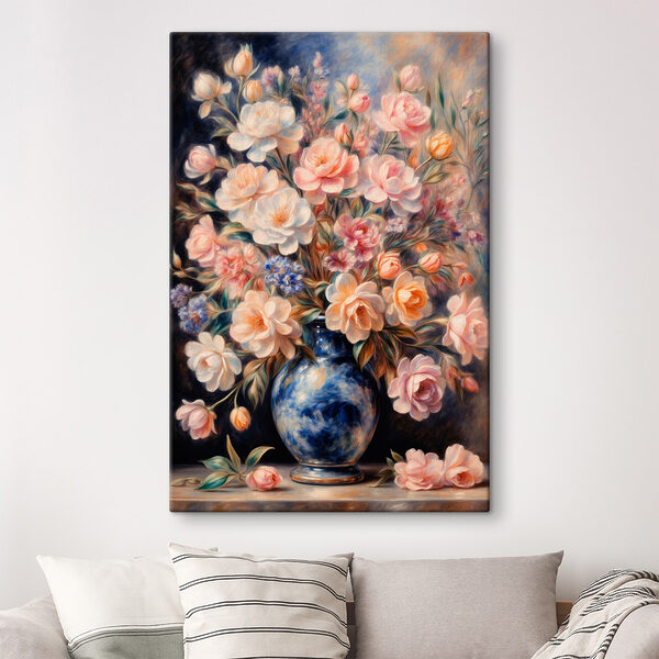 Peinture de fleurs dans un vase bleu Tableaux Peinture de fleurs dans un vase bleu