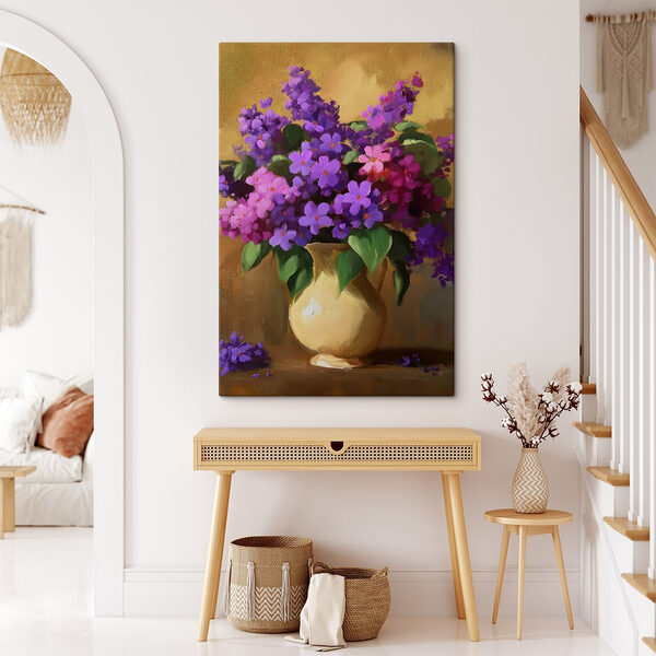 Peinture de fleurs violettes dans un vase Tableaux Peinture de fleurs violettes dans un vase
