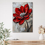 Tableaux Fleur rouge sur une surface grise