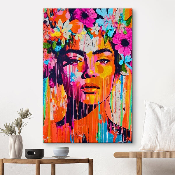 Peinture d'une femme avec des fleurs sur la tête Tableaux Peinture d'une femme avec des fleurs sur la tête