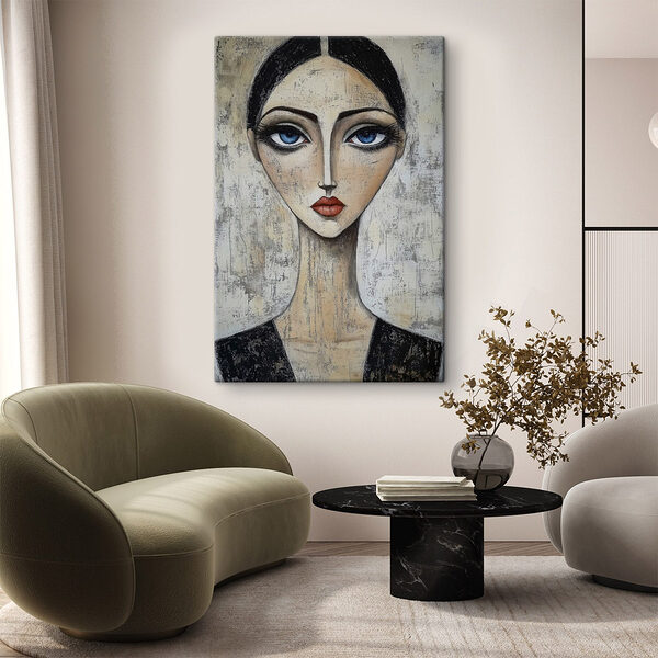 Peinture d'une femme aux yeux bleus Tableaux Peinture d'une femme aux yeux bleus