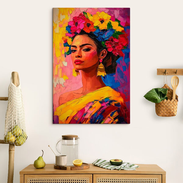 Peinture d'une femme avec des fleurs dans les cheveux Tableaux Peinture d'une femme avec des fleurs dans les cheveux