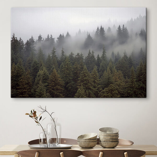 Groupe d'arbres avec brouillard Tableaux Groupe d'arbres avec brouillard