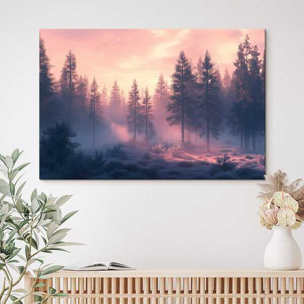 Forêt brumeuse avec des arbres Tableaux Forêt brumeuse avec des arbres