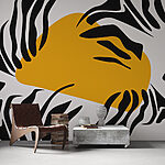 Papier peint Motif rayé jaune et noir