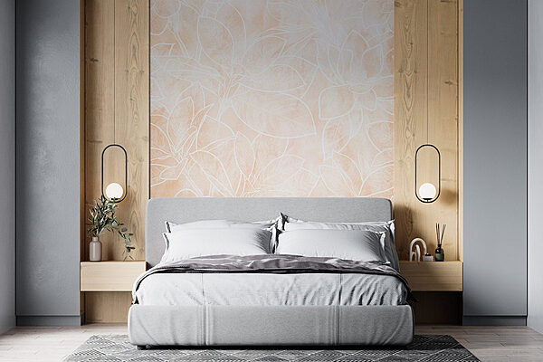 Dessin de fleurs au trait blanc Papier peint Dessin de fleurs au trait blanc