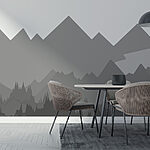 Papier peint Montagnes grises et arbres