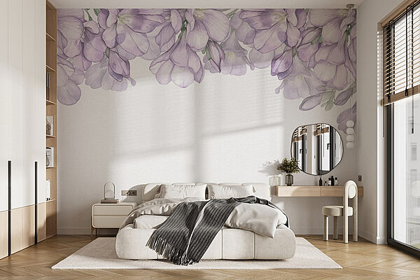 Rangée de fleurs violettes Papier peint Rangée de fleurs violettes