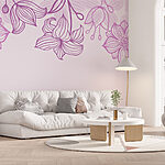 Papier peint Fleurs et feuilles violettes