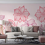 Papier peint Ligne de fleurs avec feuilles