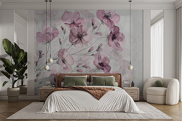Groupe de fleurs roses Papier peint Groupe de fleurs roses