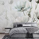 Papier peint Groupe de fleurs blanches