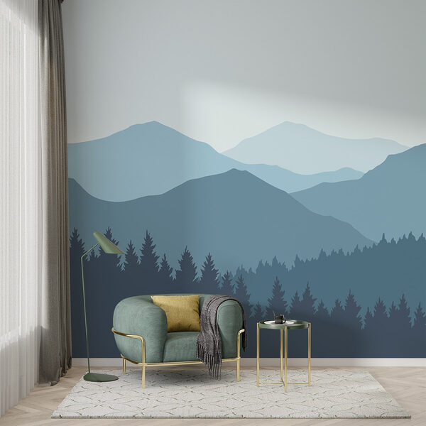 Paysage de montagnes et d'arbres Papier peint Paysage de montagnes et d'arbres